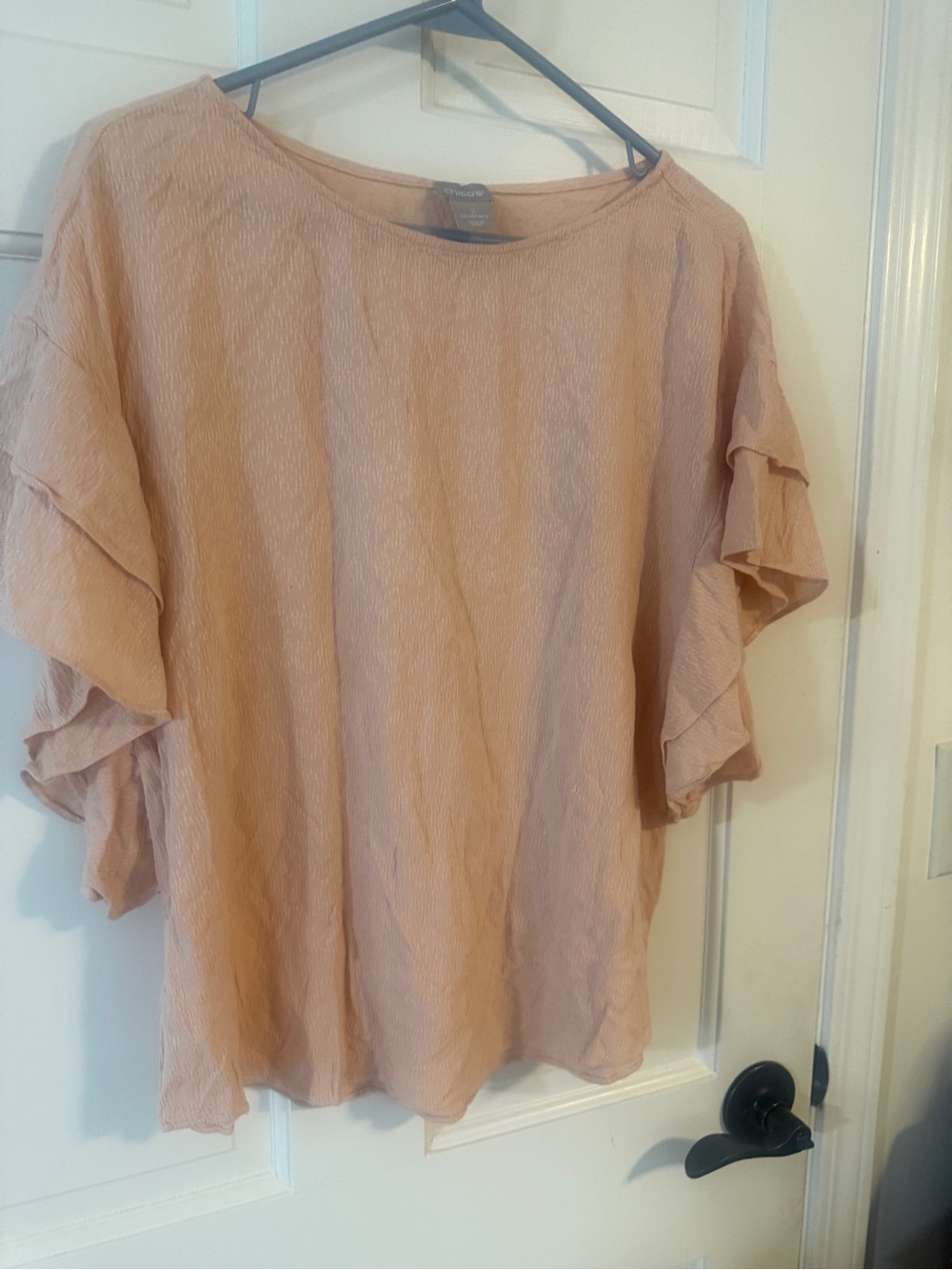 Chico's Light Peach Ruffle Sleeve Blouse